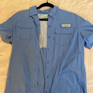 Carolina Blue Medium Magellan Relaxed Fit Fish Gear Button Down Shirt